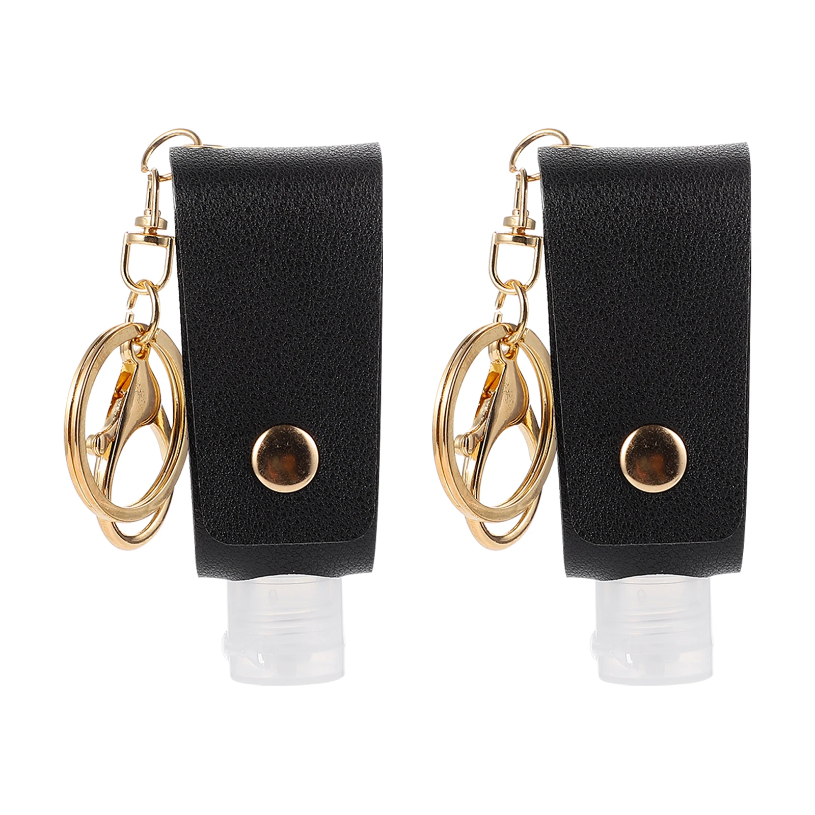 

2pcs Portable Bottle Cover PU Case Keychain Empty Perfume Travel Soap Handwashing Fluid Black