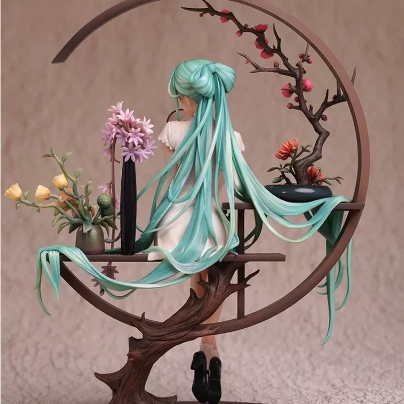 25CM Elegant Chinese Cheongsam Design Blue Twin-Tail Virtual Idol PVC Figurine Ancient Songstress Style Collectible Model Decor