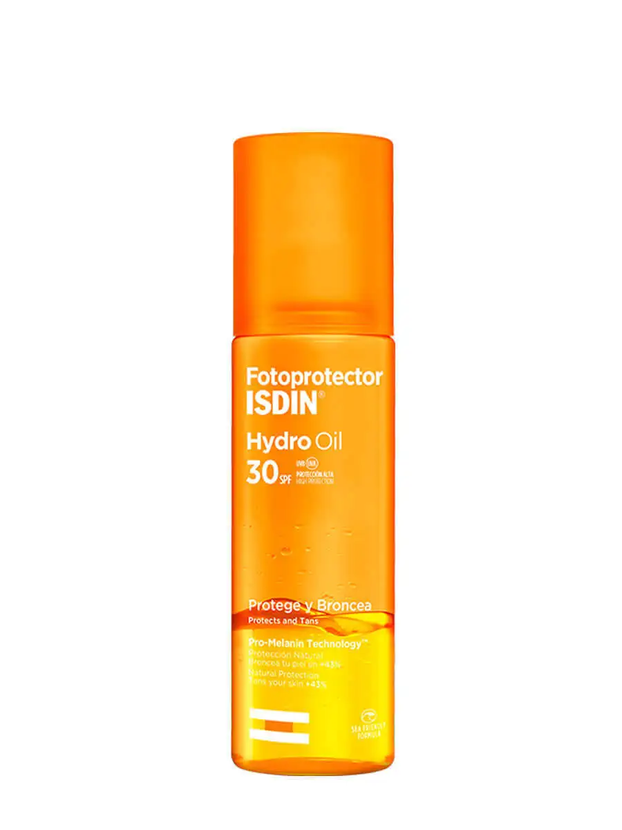 Isdin hydro oil photoprotector Bronzer spray spf 30 200 ml-protects and bronzer. Sea-friendly formula.