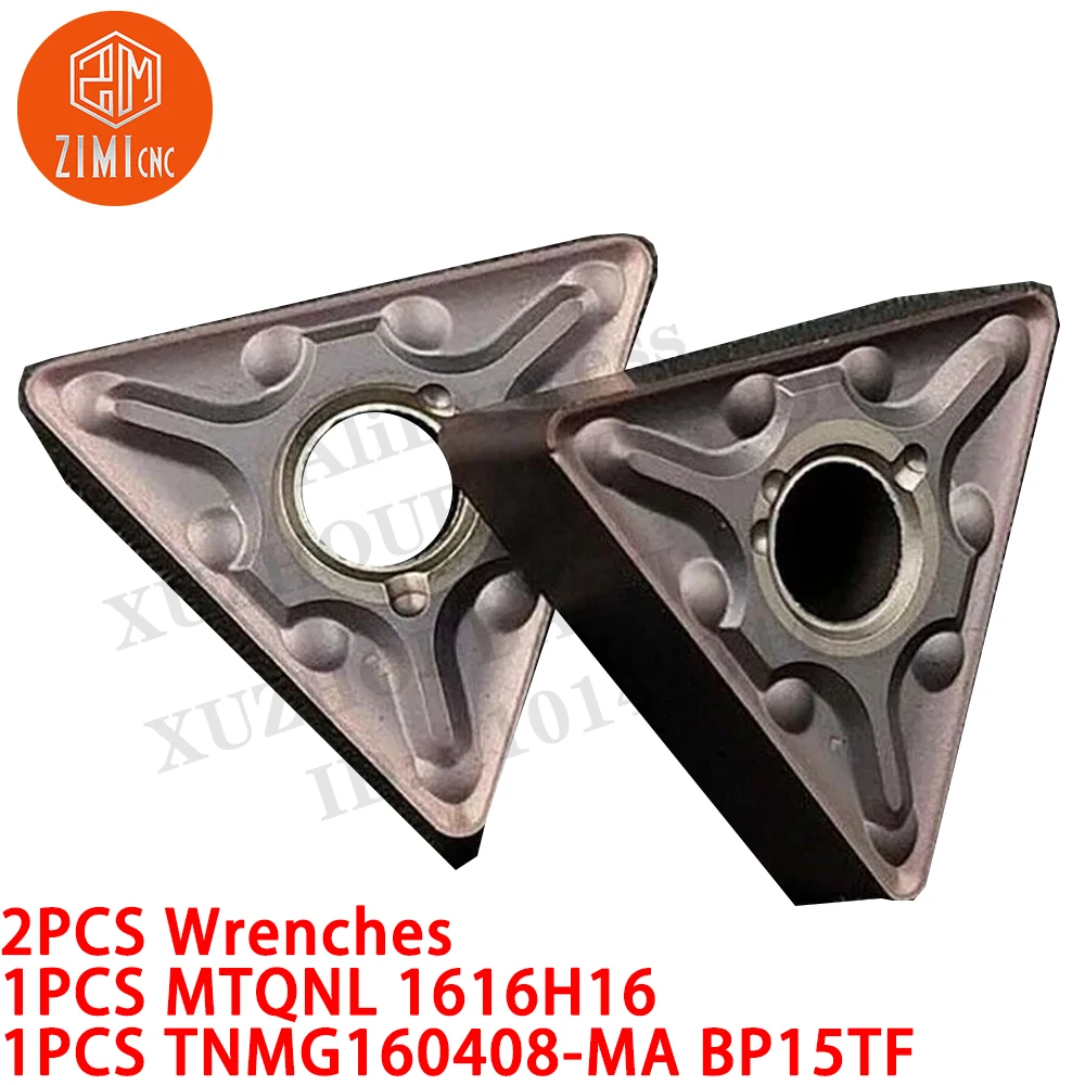 1 PCS MTQNL 1616H16 Dudukan Alat Pembubut 16mm + 1 PCS TNMG160408-MA BP15TF Sisipan Pembubutan Mesin Bubut Logam CNC alat pemotong mekanis