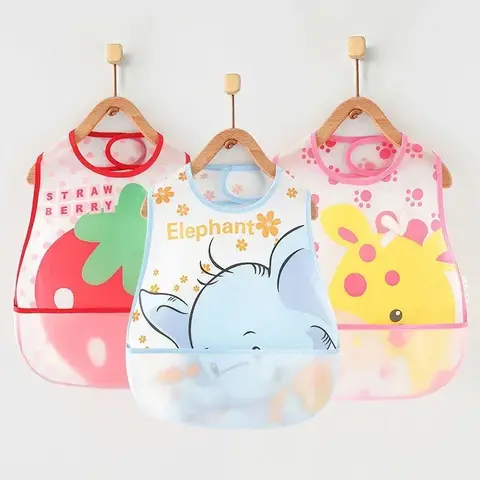 새로운 조정 가능한 아기 Bibs 물건 스카프 Bandanas 물건 EVA 플라스틱 방수 점심 먹이 귀여운 만화 어린이 앞치마 Burp