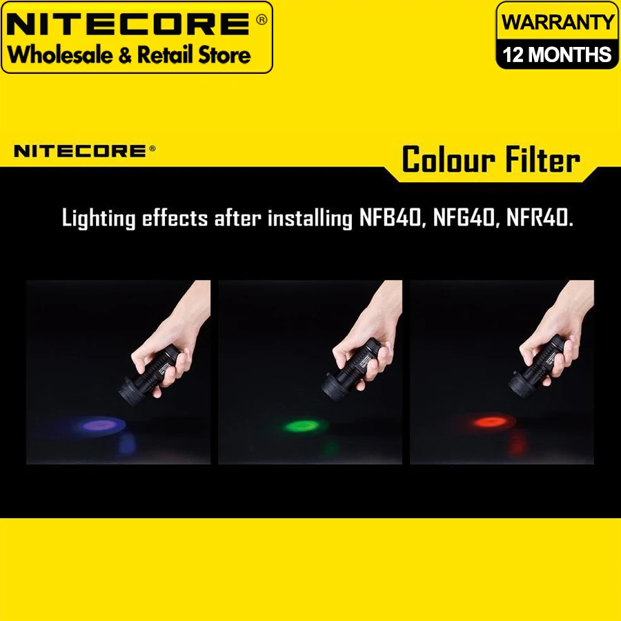 Filtro Nitecore 40mm NFR40 NFB40 NFG40 NFD40 adequado para lanterna com cabeça de 40mm