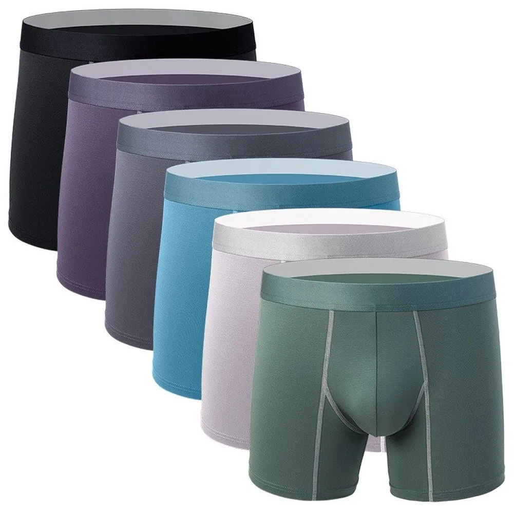 Men Long Boxer Underwear Male Panties Three-point Pants Sexy U Convex Big Pouch Design Anti-wear Men Boxershorts
