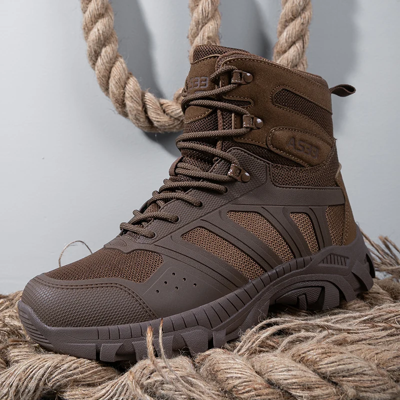 รองเท้าบูทผู้ชายแบบผูกเชือก รองเท้าทหาร รองเท้าทำงาน รองเท้าเดินป่า รองเท้าปีนเขา รองเท้าบูททหาร รองเท้ากันน้ำสำหรับผู้ชายและผู้หญิง