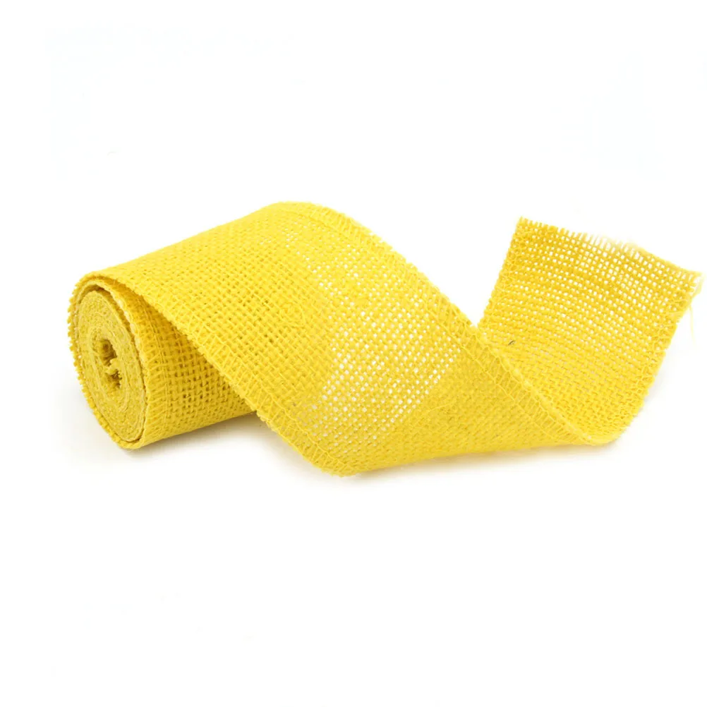 

2M Christmas Burlap Cloth Roll Yellow Jute Ribbon 6cm Wide Craft Wraps Wreaths Decorations Eco Friendly Textured