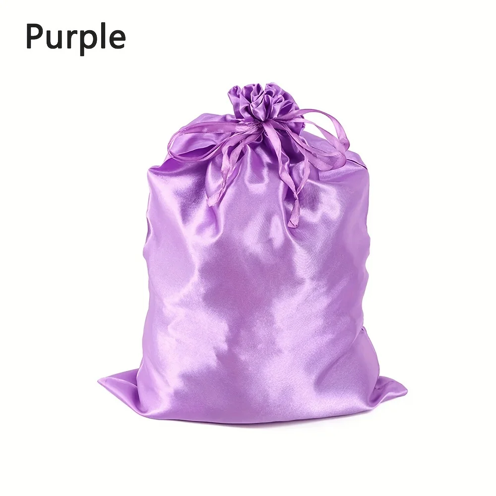 Wig Bags Hair Extensions Bags With Drawstring Soft Silky Satin Wig Bag Pack Black Pink Gold Hair Wig Packaging Bags 35*25cm