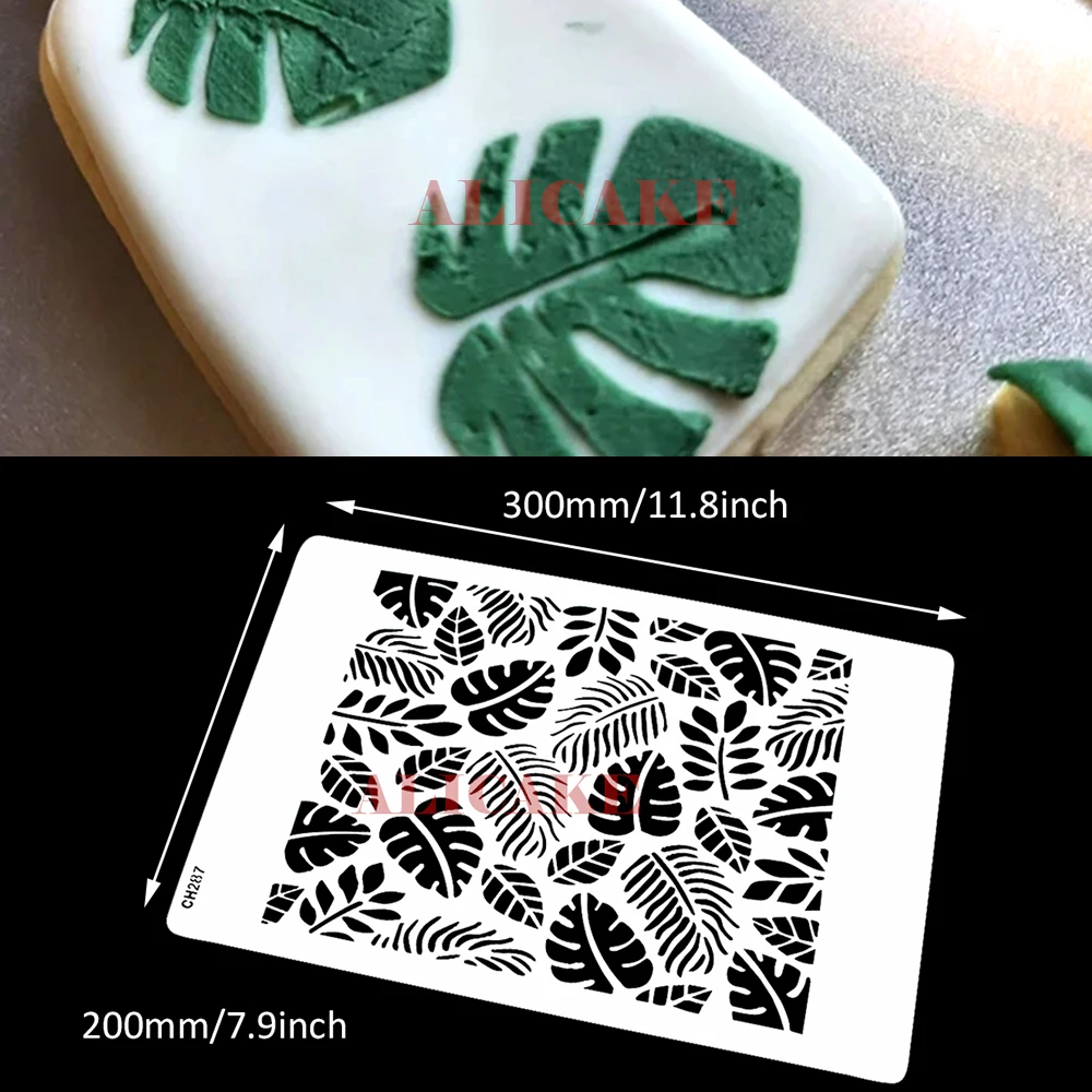 Cake Stencils Templates Leaf Shape Pattern Wedding Cake Decorating Fondant Lace Design Layer Buttercream Stencil Bakeware Tools