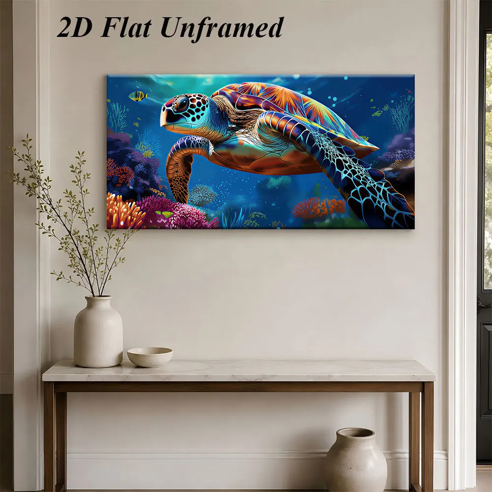 1 piece of marine turtle decoration painting, modern minimalist living room, foyer, bedroom, dining room, frameless 2D plan