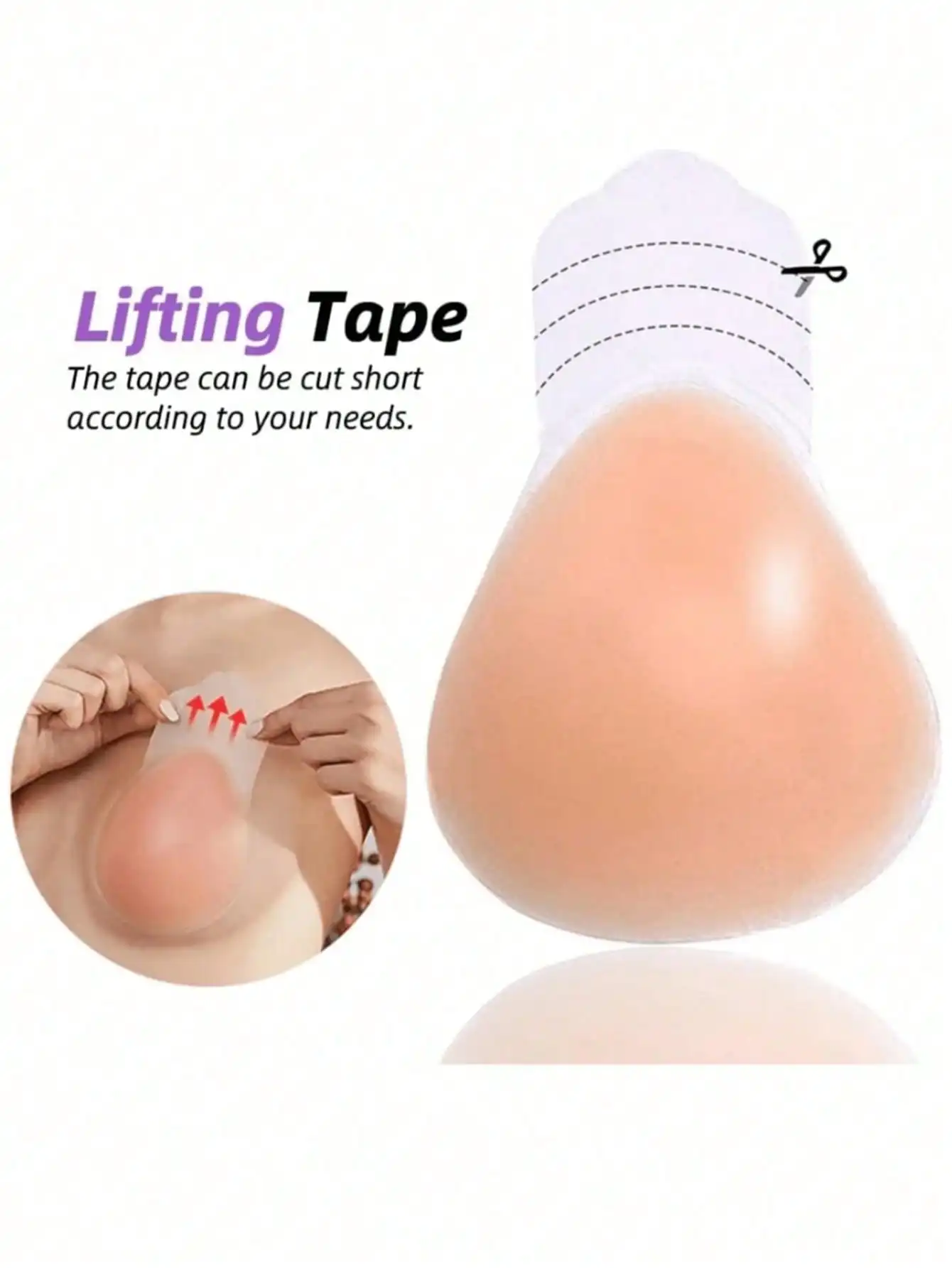 1 Pair Of Silicone Invisible Strapless Bras With Self-Adhesive Backless Push-Up Cups