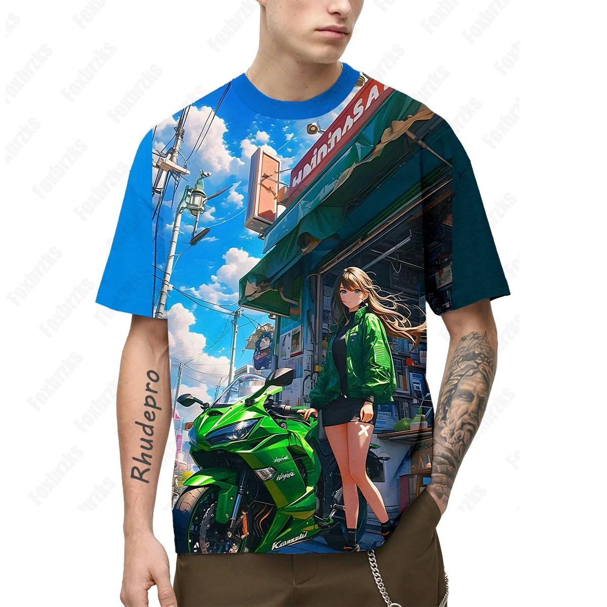 

Men Kawasaki Motorcycle Graphic 3D Print T Shirt Summer Quick Drying Breathable High-quality Cool Clothes Man Sports T-shirts