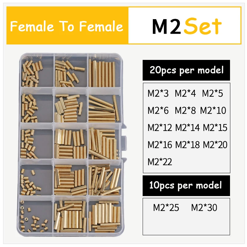 

Set M2 M2.5 M3 M4 Hex Female To Female Brass Copper Standoff Spacer Hexagonal Stud Spacer Hollow Pillars