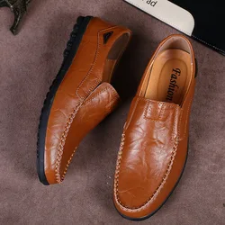 Luxury Men Casual Shoes 2024 New Genuine Leather Shoes for Men  Fashion Breathable Flats comfortable Soft Sole Men Driving Shoes