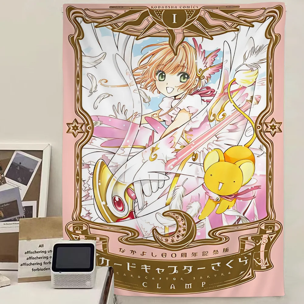 Cardcaptor Sakura 60th Anniversary Edition Cartoon Tapestry Hippie Flower Wall Carpets Dorm Decor Art Home Decor