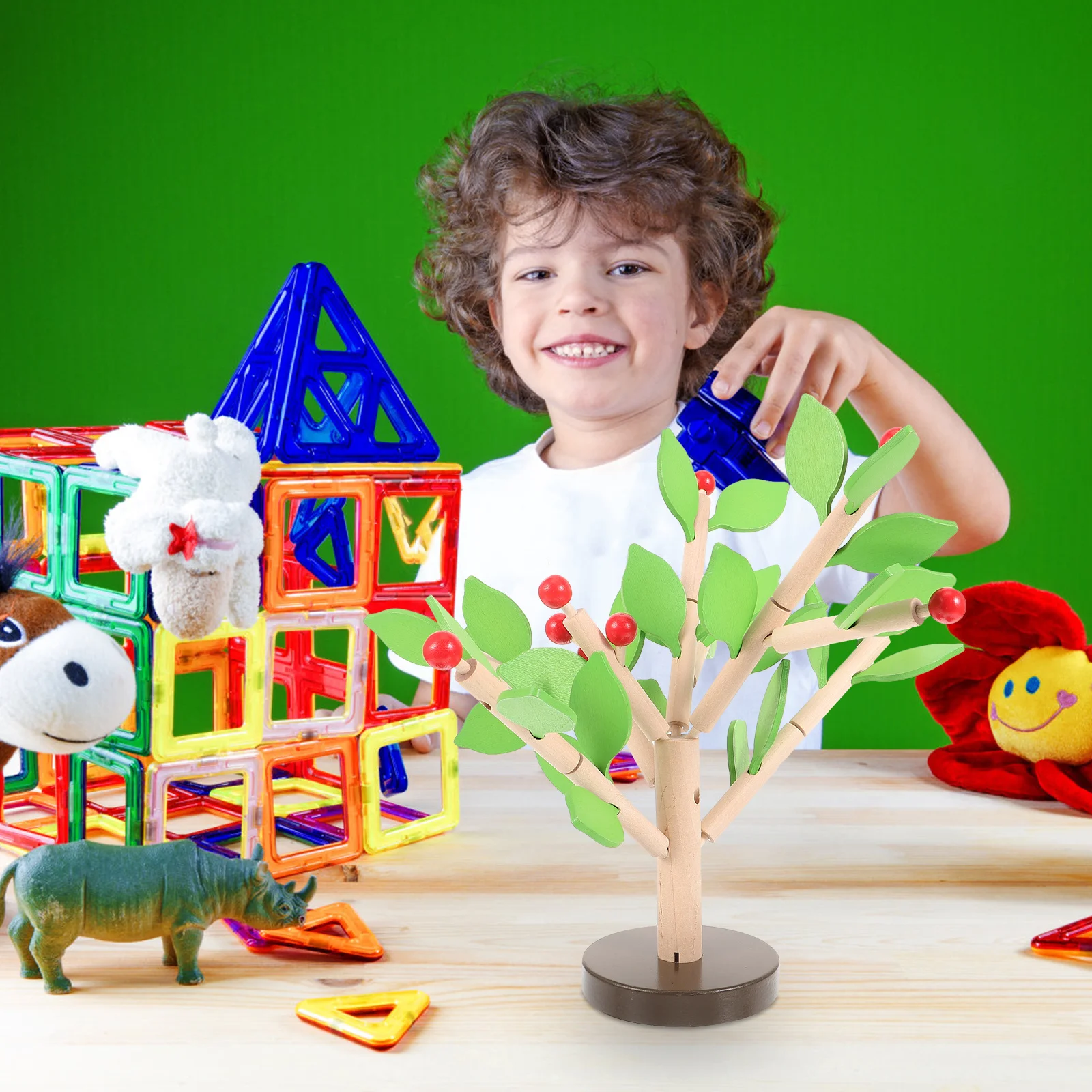 مجموعة واحدة من مكعبات أوراق الشجر الخشبية الممتازة، لعبة تطوير تعليمية مبكرة يمكنك صنعها بنفسك لتعزيز إدراك الألوان للأطفال