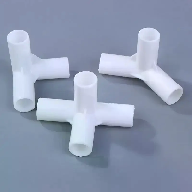[10PCS] 12mm Plastic White Pipe Connector DIY Shelf Tent Fixed Joint Fitting Tee Four Way Straight Elbow Wardrobe Hook Joint