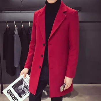 2024 Fashion Men Wool & Blends Mens Casual Business Trench Coat Mens Leisure Overcoat Male Punk Style Blends Dust Coats Jackets 2