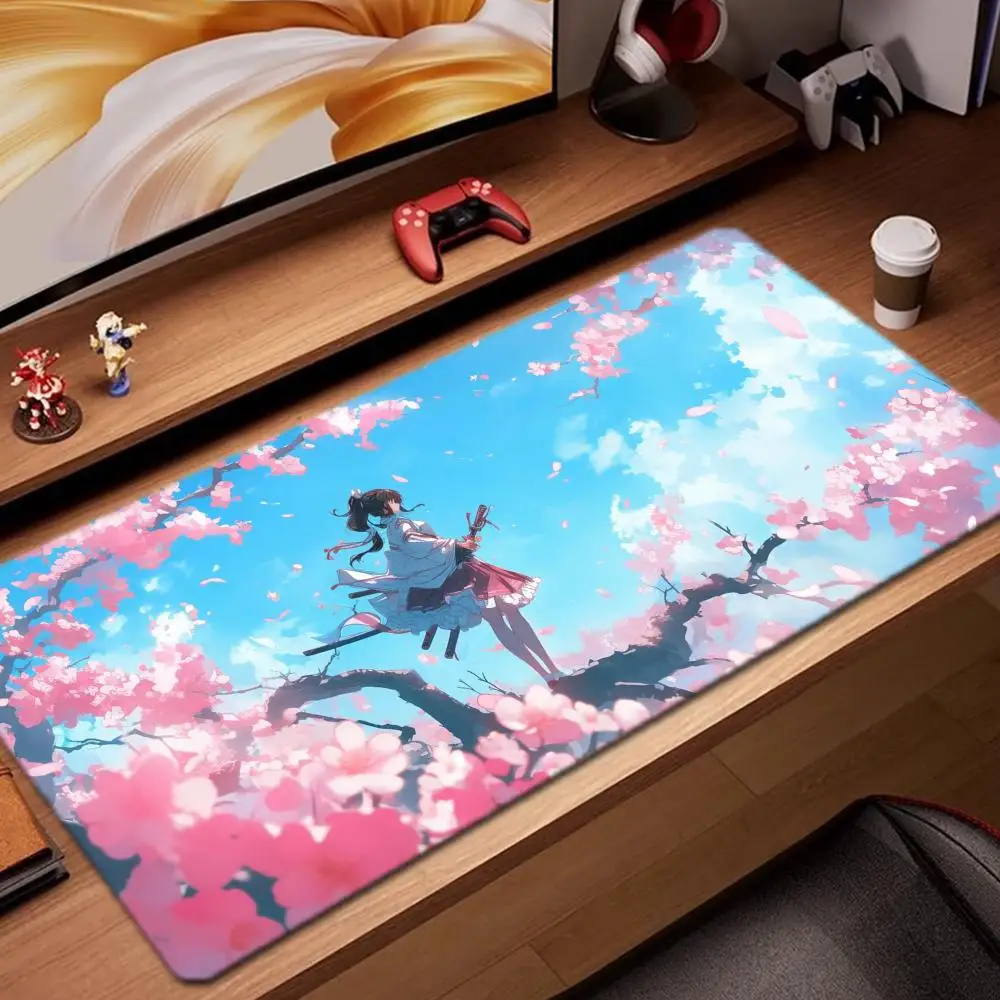

anime Cherry blossoms Mouse Pad Game Accessories keyboard pad XXL large locking edge 900X400 mm table mat Gaming mousepad