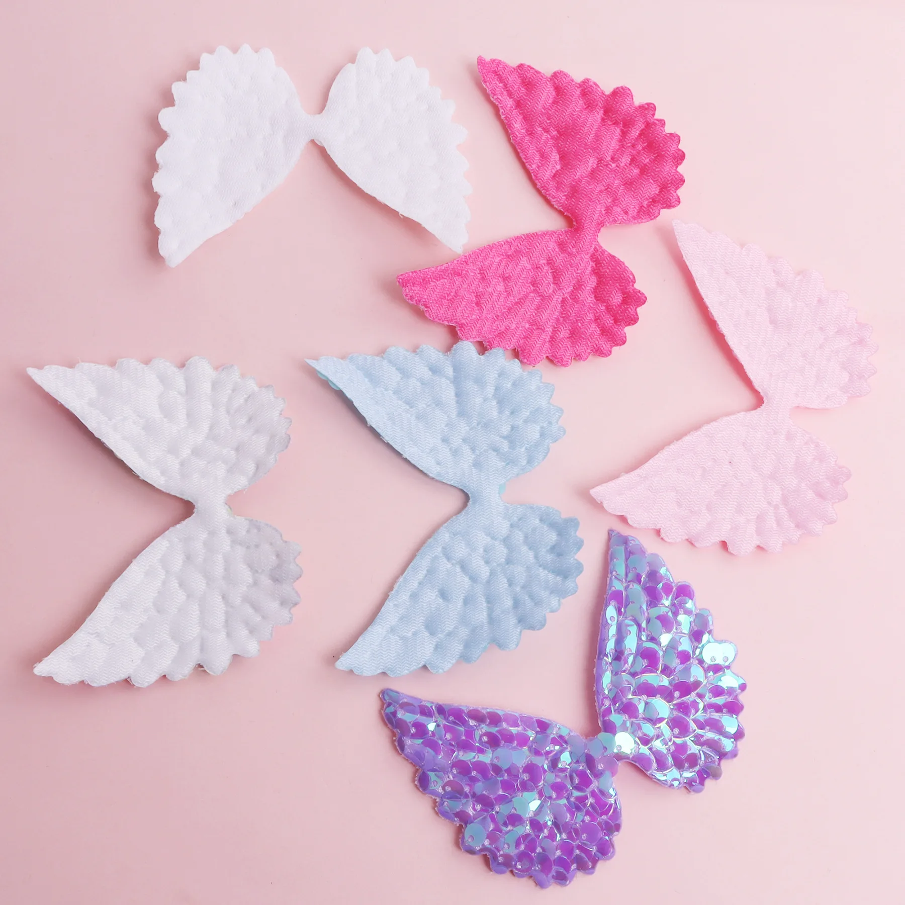 6pcs 80*60mm Glitter Angel Wing Appliques for Clothes Hat Shoes Sewing Patches DIY Shoes Cake Clips Decor Accessory