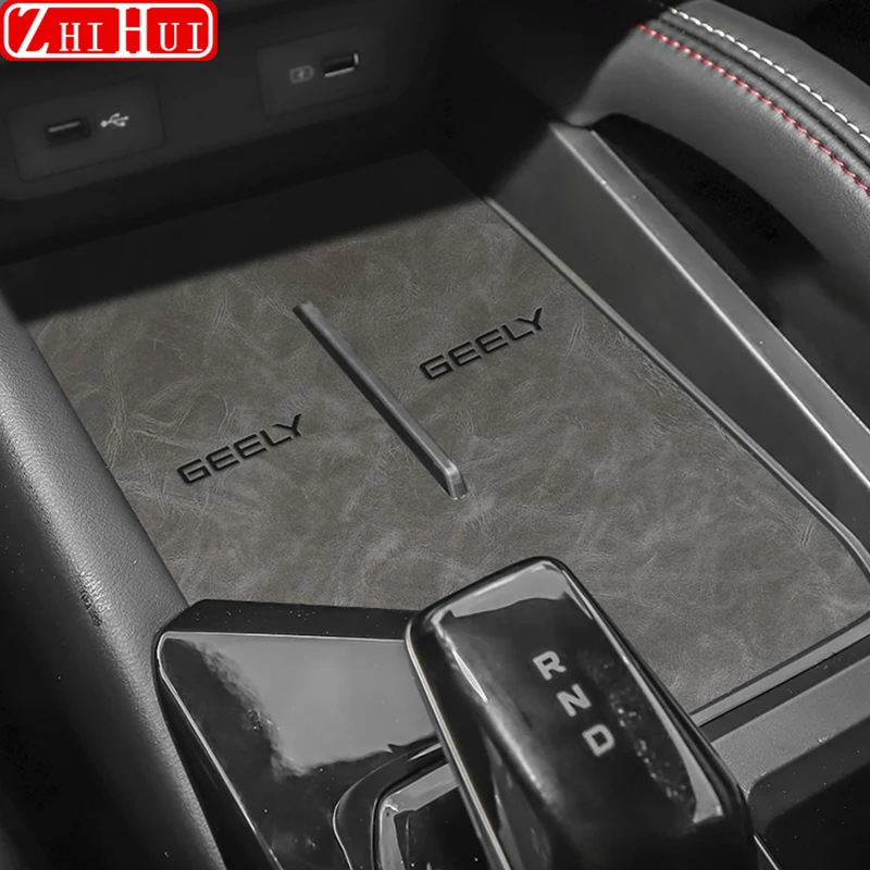 For Geely New Coolray 2024 2023 Restyling Car Styling Non-Slip Mat Door Groove Pad PU Leather Gate Slot Cup Cushion Accessories