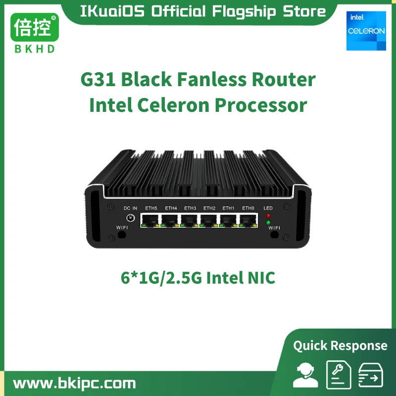 IKuaiOS 6x2.5G Ethernet Celeron J4125 Fanless Soft Router for Network Security Compatible Pfsense MikrotikOS G31 1090NP 6L