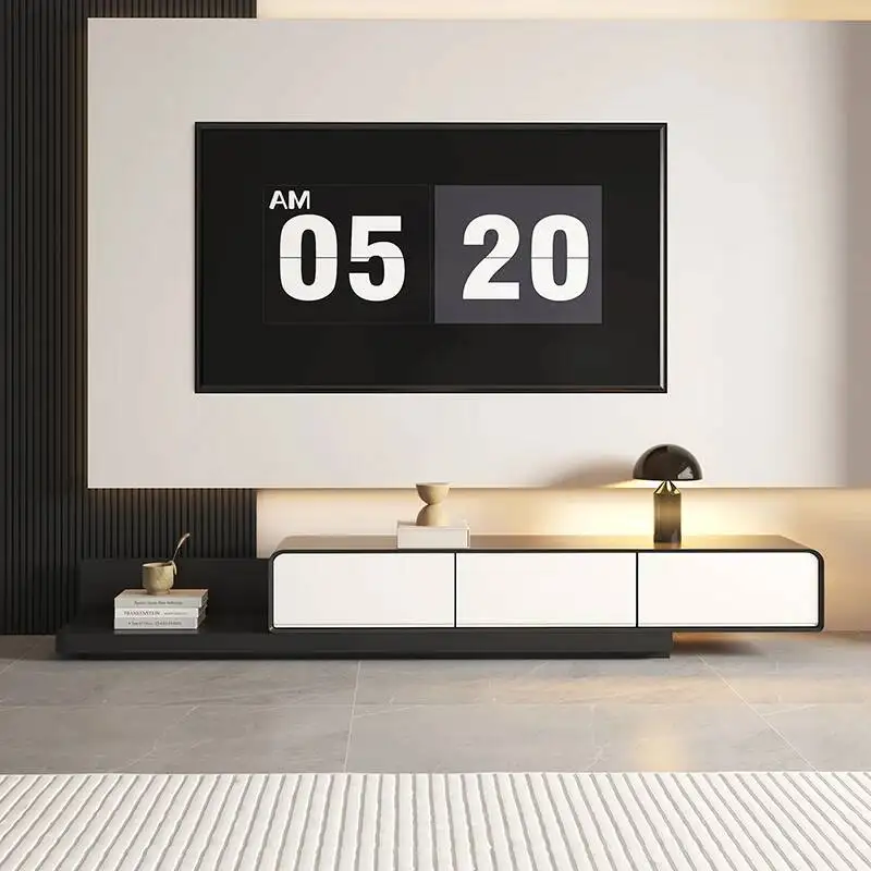 Moderne TV-Halterungen im italienischen minimalistischen Stil, platzsparende Vintage-TV-Ständer, elegante Luxus-Fernsehständer für das Wohnzimmer.
