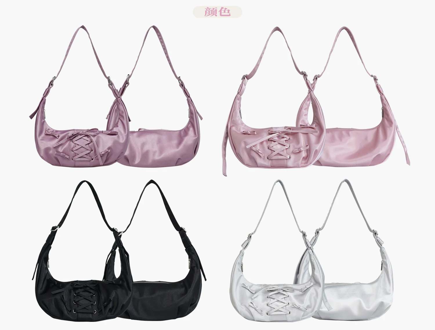 Large Capacity Portable Crossbody Dumpling Bag Bow Satin Lady Girls Sweet All-Matching Daily Lightweight Shoulder Bag Tote Bags