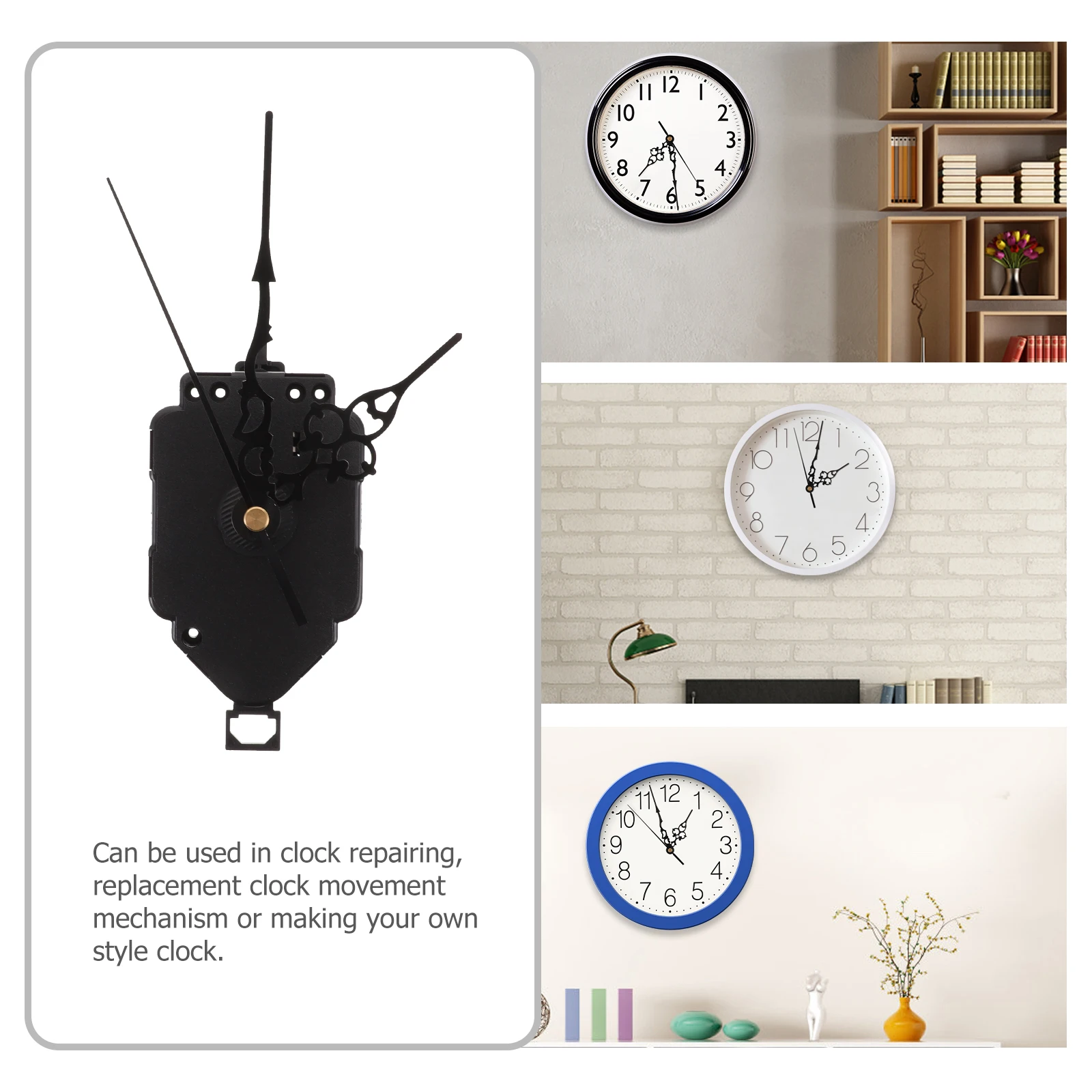 

1 set 1 Set Long Shaft Operated Clock Movement Kit With Hands For Diy Wall Clock Replacement Parts Mechanism Kit