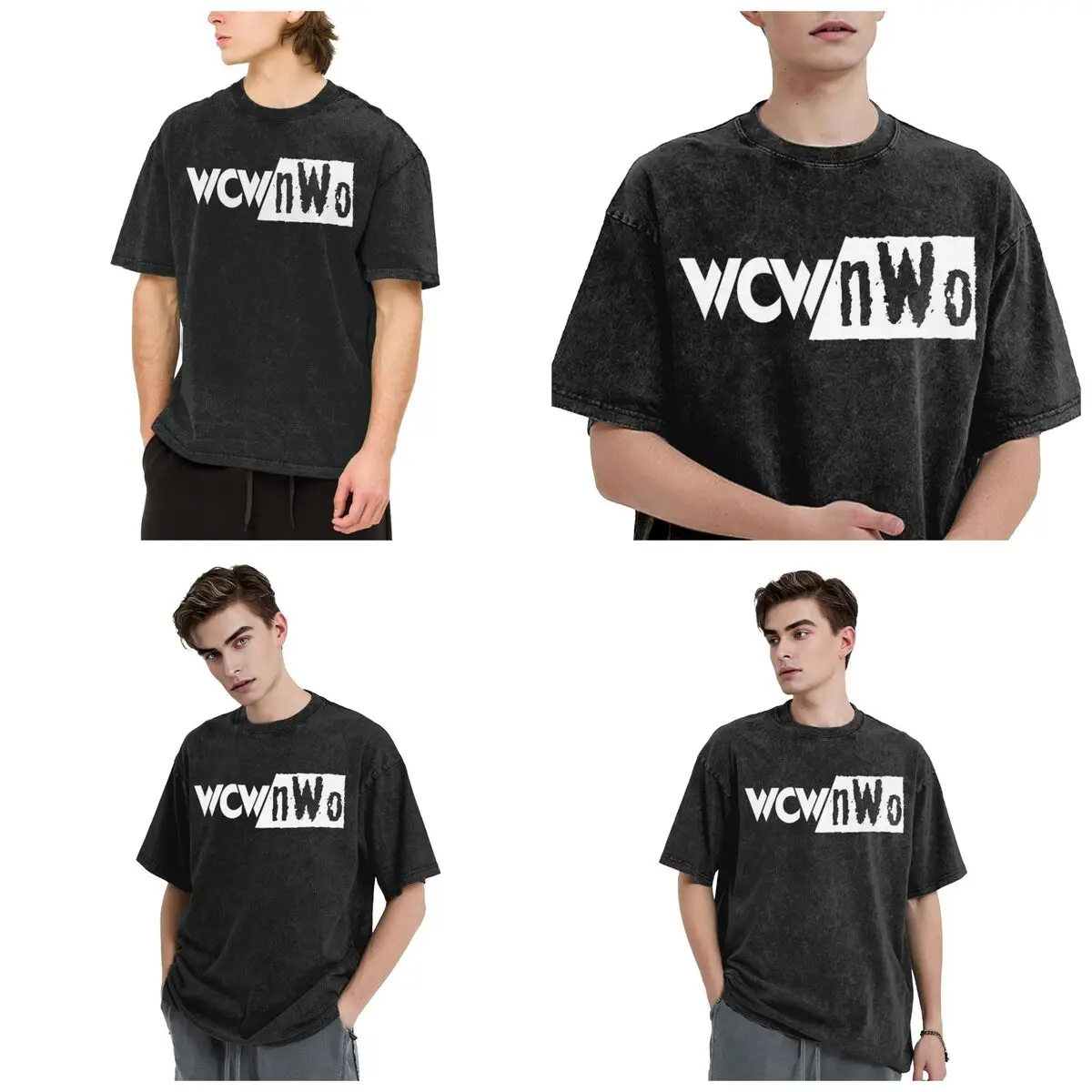 Streetwear T-Shirts NWO New World Order Wrestling Washed T Shirt Short Sleeve Hip Hop T-Shirt Tops Tees for Men Women