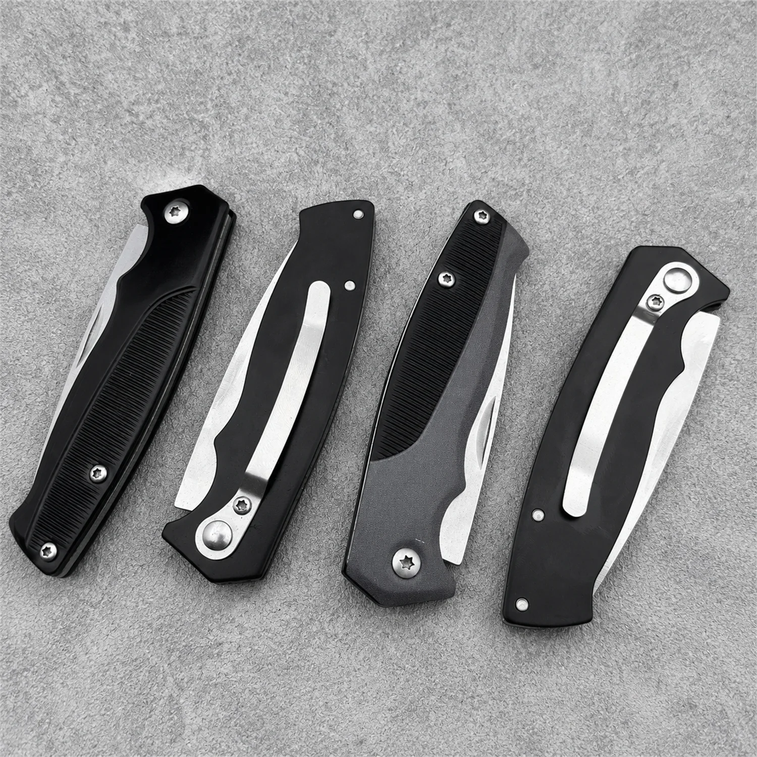 4 Pack Folding Knife Set with Clip Camping Knife Stainless Steel Blade, EDC Knife for Outdoor Hiking Mens Gift