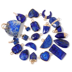 Natural Lapis Lazuli Stone Pendants Water Drop Heart Shape Charms Pendant for Jewelry Making DIY Necklace Bracelet Earrings 1PC