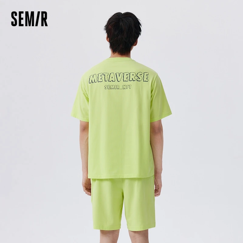 Semir Household Suit Men Daily Comfortable And Breathable Cartoon Print Casual Style Wear Short Sleeve Pajamas