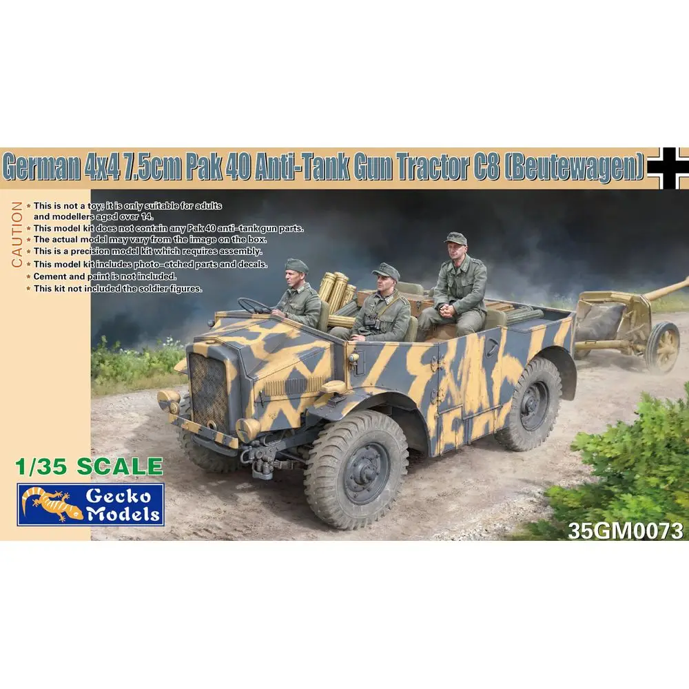 Gecko Models 35GM0073 1/35 German 4x4 7.5cm Pak 40 Anti-Tank Gun Tractor C8 (Beutewagen) - Scale Model Kit