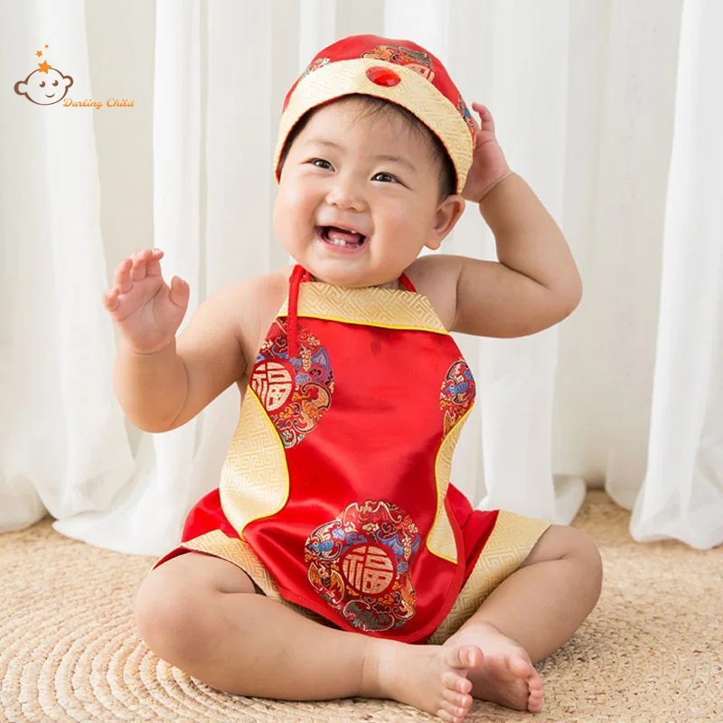 Baby 100 Days Zhuazhou Outfit Dudou Newborn Birthday Photography Tang Suit Newborn One Year Old Baby Zhuazhou Embroidered Top