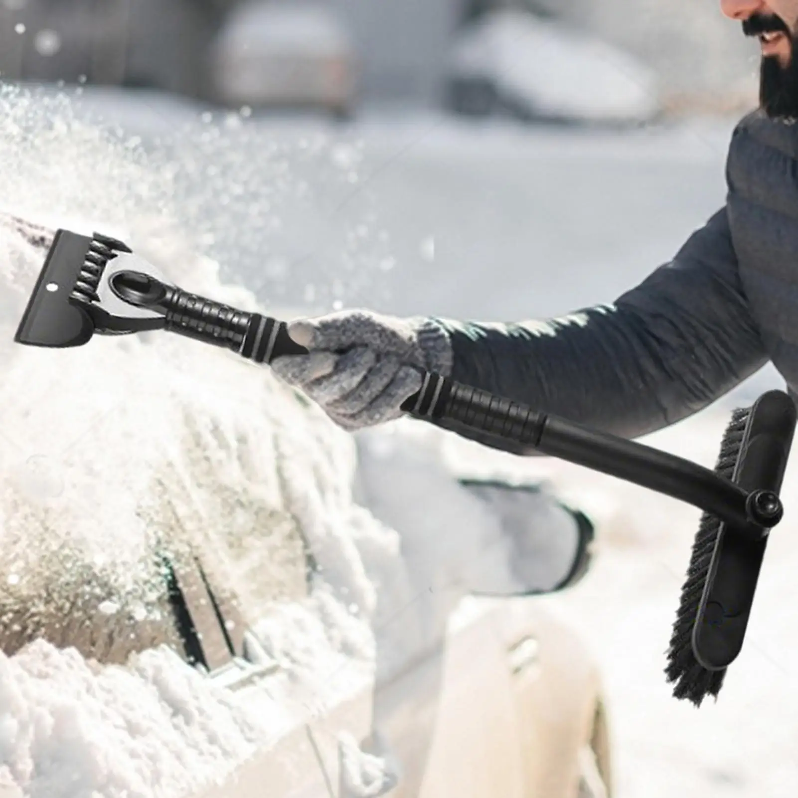 

Скребок для льда для морозильной камеры, съемная эргономичная ручка, лопатка, скребок для льда на лобовом стекле с вращающейся на 360 градусов головкой для автомобиля