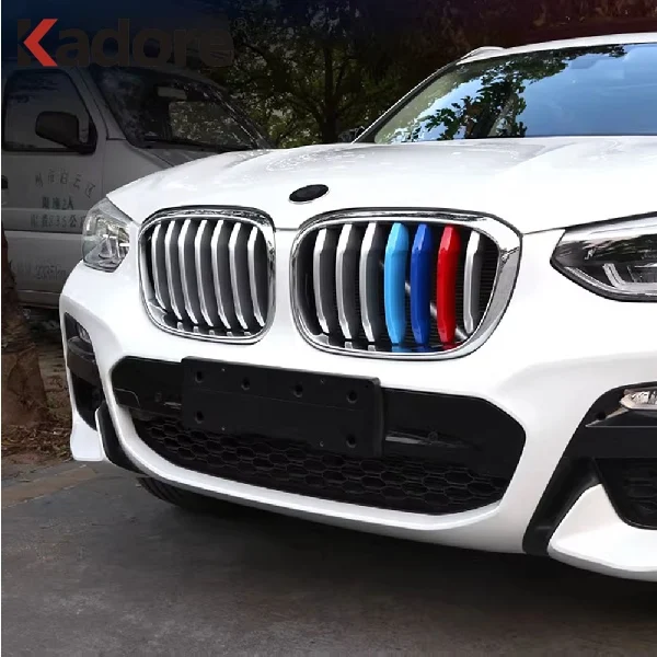 For BMW X3 2018 2019 2020 2021 Matte Front Hood Grill Mloding Cover Trim Grille Bar Garnish Car Sticker Exterior Accessories