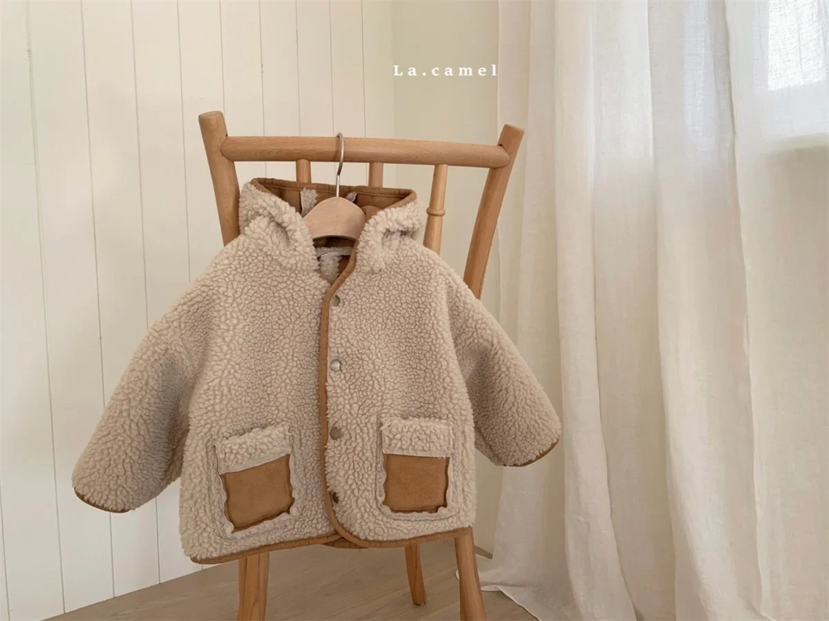 Children Winter Warm Clothes Baby Autumn and Winter Thick Plush Jacket Korean Children Clothing Baby Fur Integrated Jacket