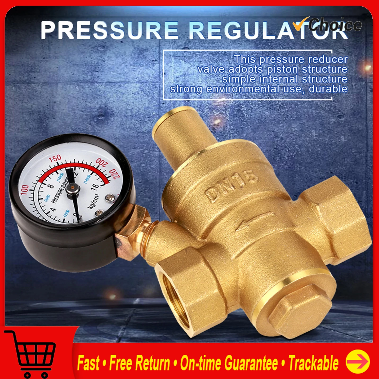 

Латунный регулятор давления Регулятор давления воды DN15 Латунный регулируемый регулятор давления воды Редуктор с манометром