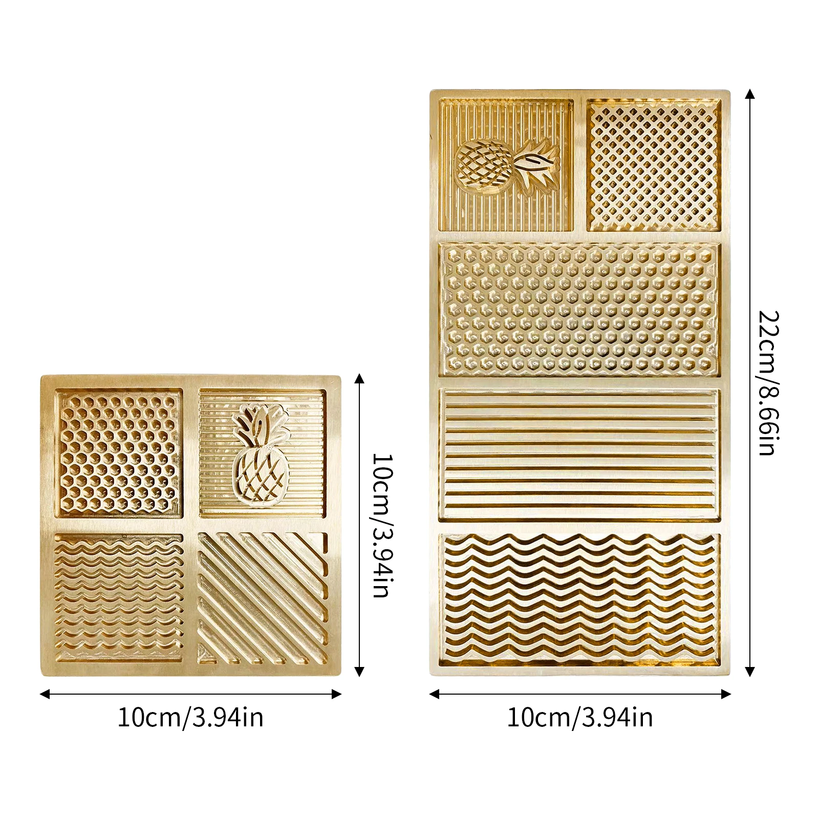 Bar Ice Stamp Brass Ice Cube Stamping Plate Pineapple Wave Pattern Honeycomb Check Pattern Bar Tool for Making Whiskey Cocktails