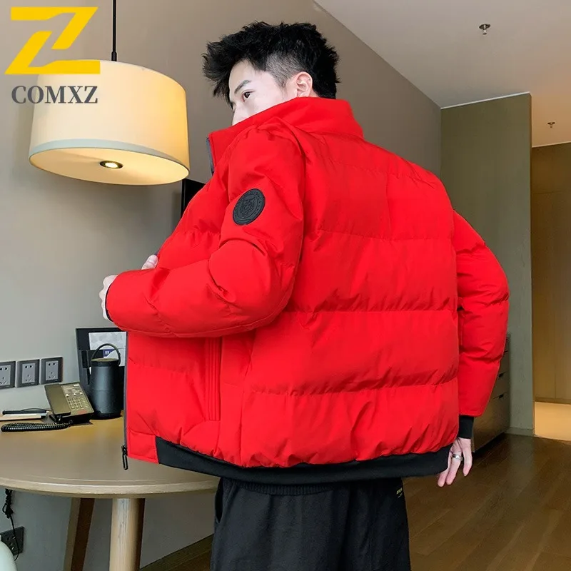 Men's Parka Coat Stand Collar Casual Outdoor Loose Warm Skiing Exercise Winter Jacket  Windproof Travel Cold Proof Bread Jacket