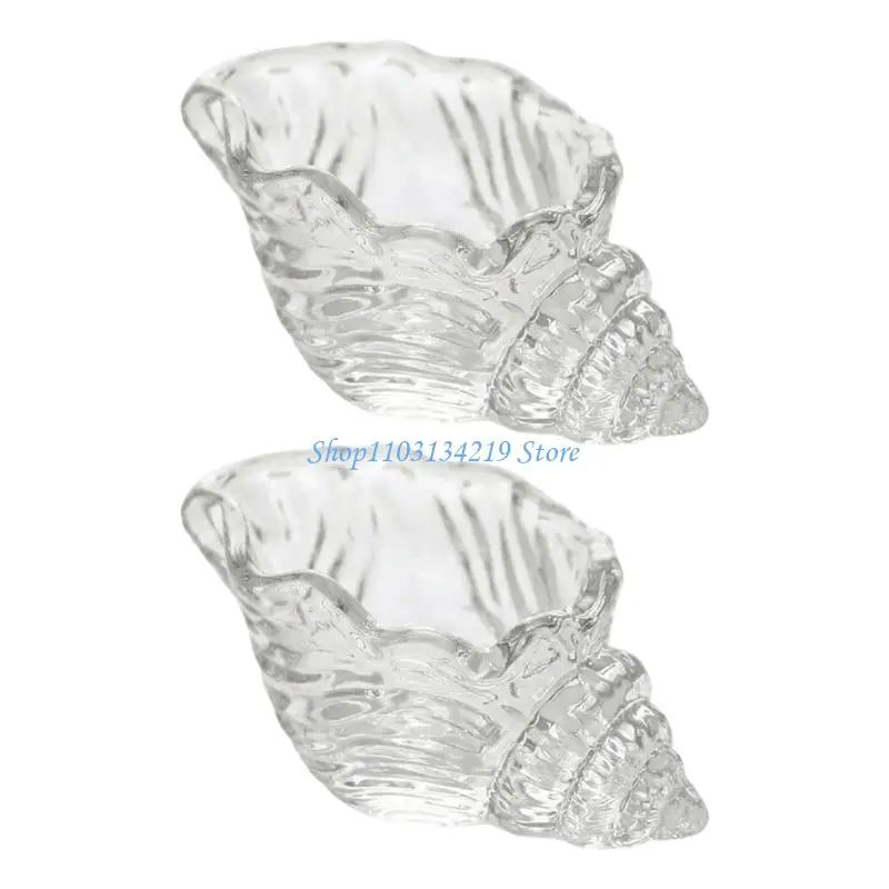 N5KC Glass Conch Shell Holders Planter for Coastal Desktop Tealight Decors