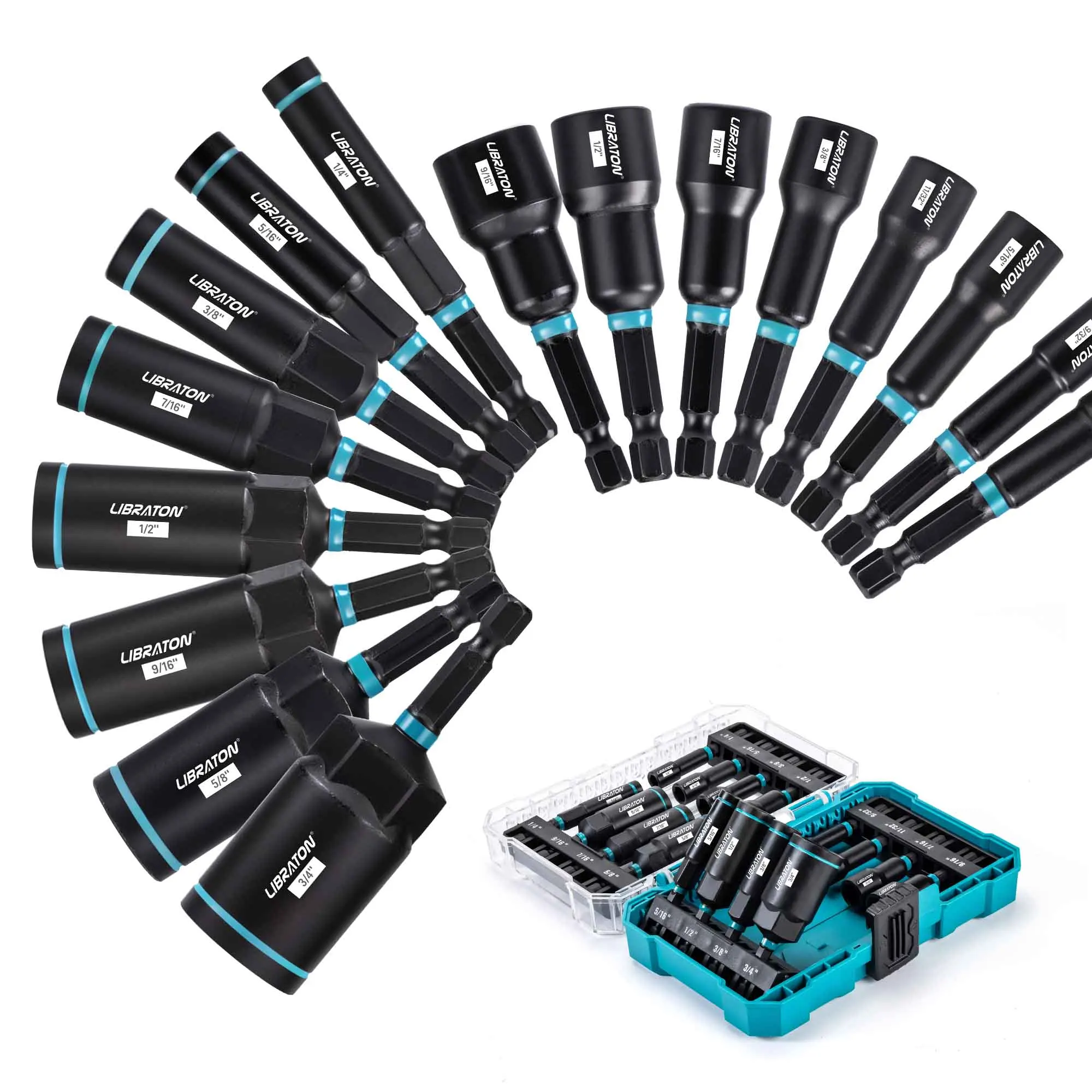 LIBRATON 16PCS Magnetic Nut Driver Set, 1/4\