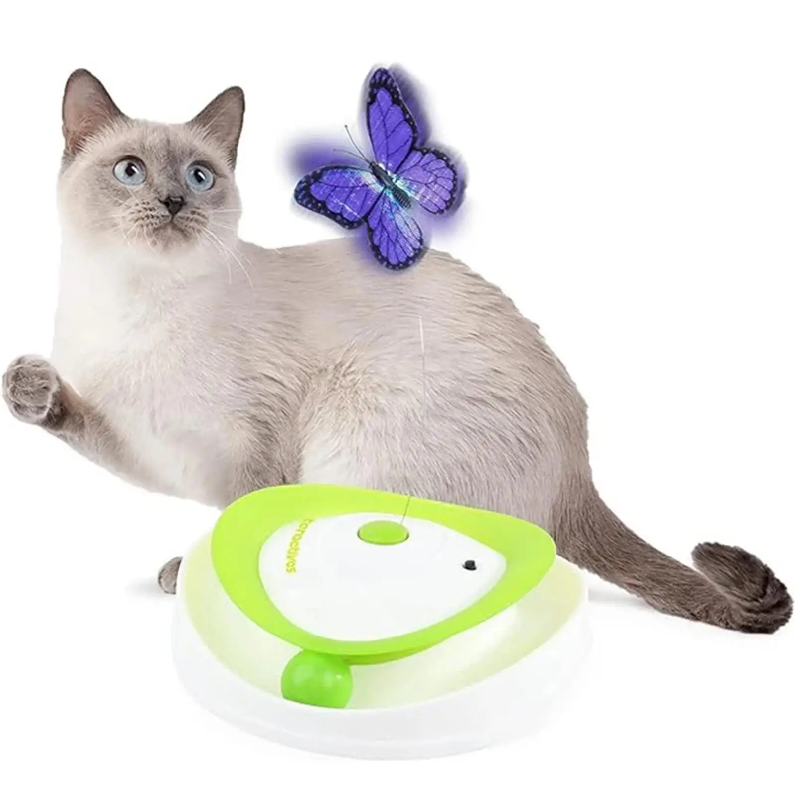

Electronic Interactive Cat Toy Fluttering Butterfly USB 2 in 1 Automatic Teaser Track Ball for Playing Kitten Exercise
