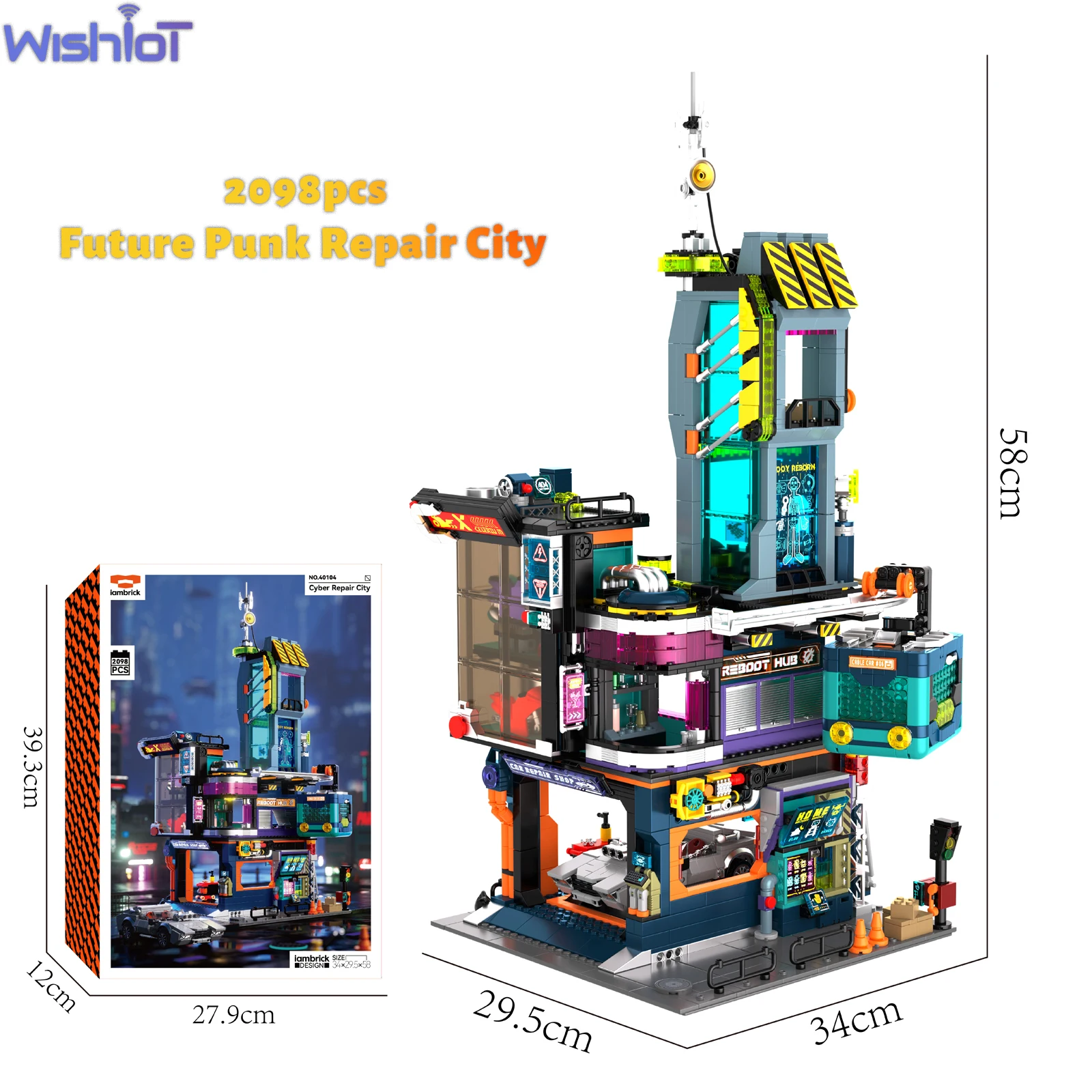 

2098pcs Future Punk Repair City Building Blocks Future Fantasy Technology Style Sports Car Repair Workshop Kid Toy Creative Gift