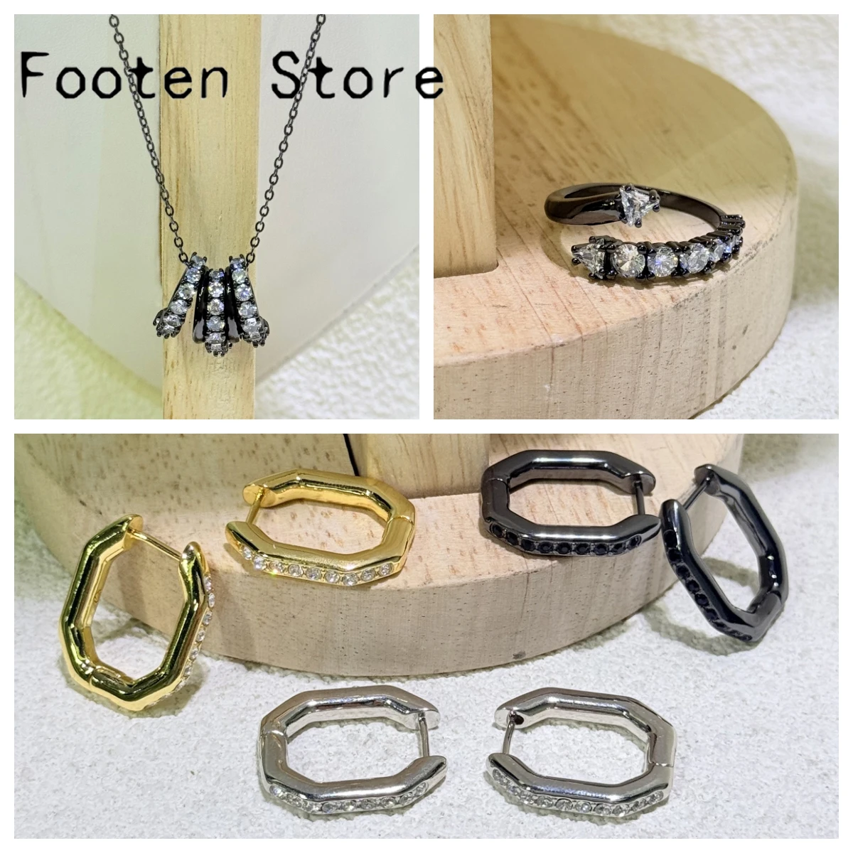 

Original 2025 New Trend Fine Party Jewelry Set Charm Silver Black Crystal Fashion Necklace Ring Earrings Romantic Gift for Women