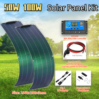 50W 100W Solar Panel Kit 18V ETFE Flexible Monocrystalline Solar Cell Power Charger with Controller for Camping Yacht RV Car