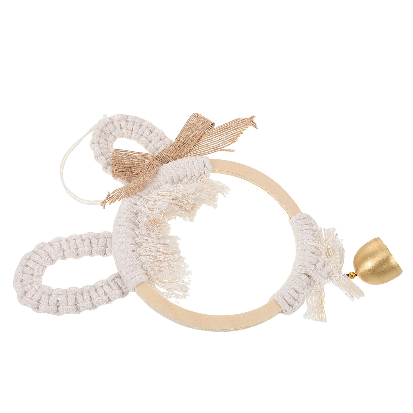 

Handwoven Bell Pendant Woven Wind Chime Rustic Wall Hanging Decoration for Boho Farmhouse Room Outdoor Garden Patio