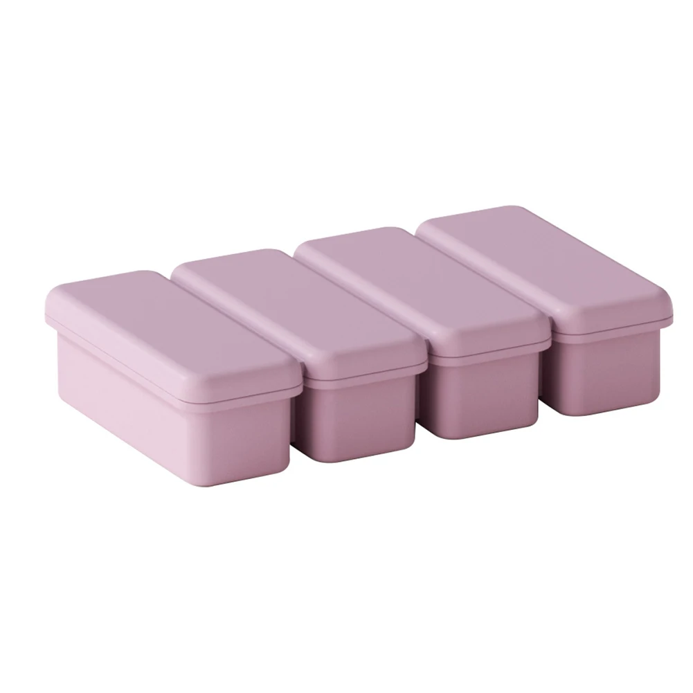 

Ice Cube Tray Silicone Freezer Trays With Lid 4 Compartments Quick Freezing, Easy Demolding Silicone Ice Cube Molds For Oven