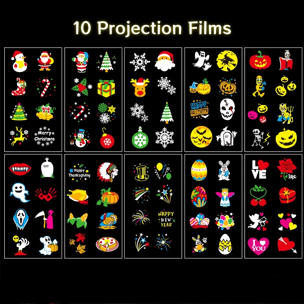 جو العارض ضوء ديناميكي ندفة الثلج نمط 10 أفلام LED حديقة الإسقاط أضواء الحديقة للمنزل مهرجان ديكور الحفلات