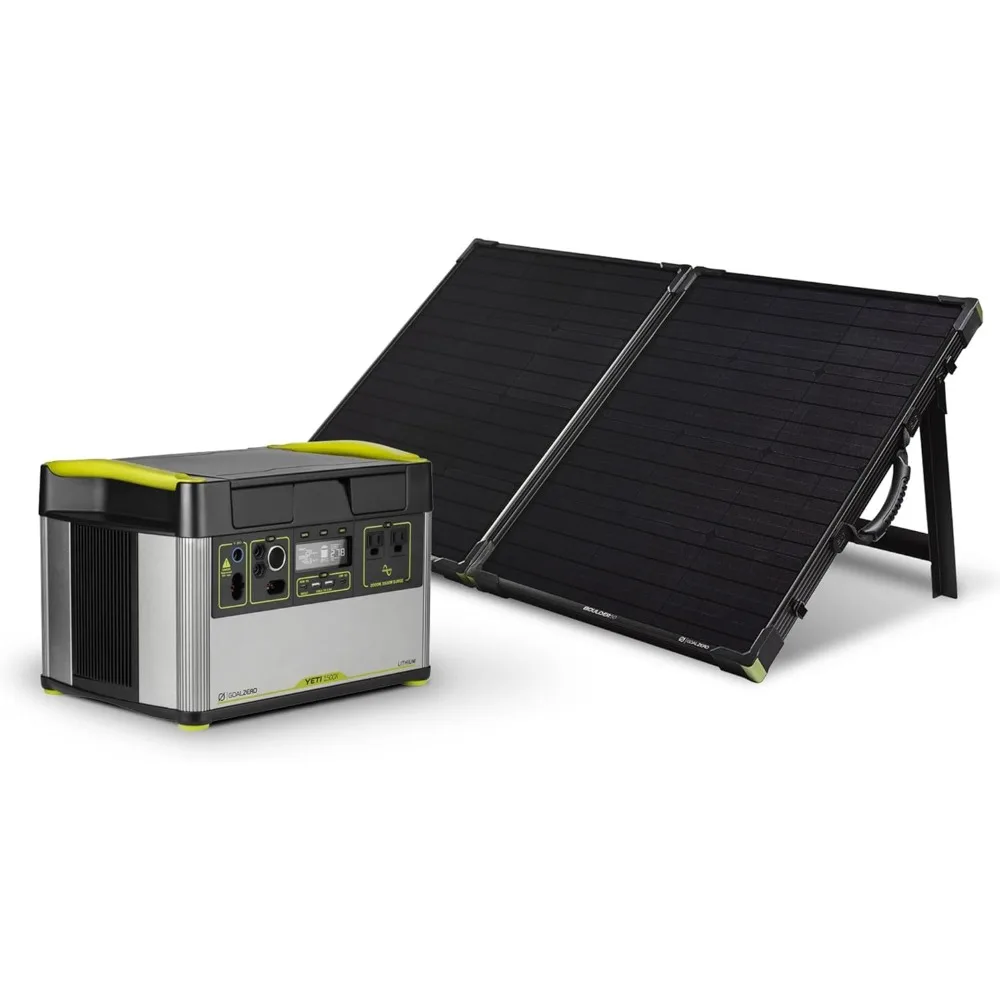 Portable Power Station 1500X w/ 1,516 Watt Hours Battery Capacity USB Ports AC Inverter Boulder 100 Briefcase Solar Panel