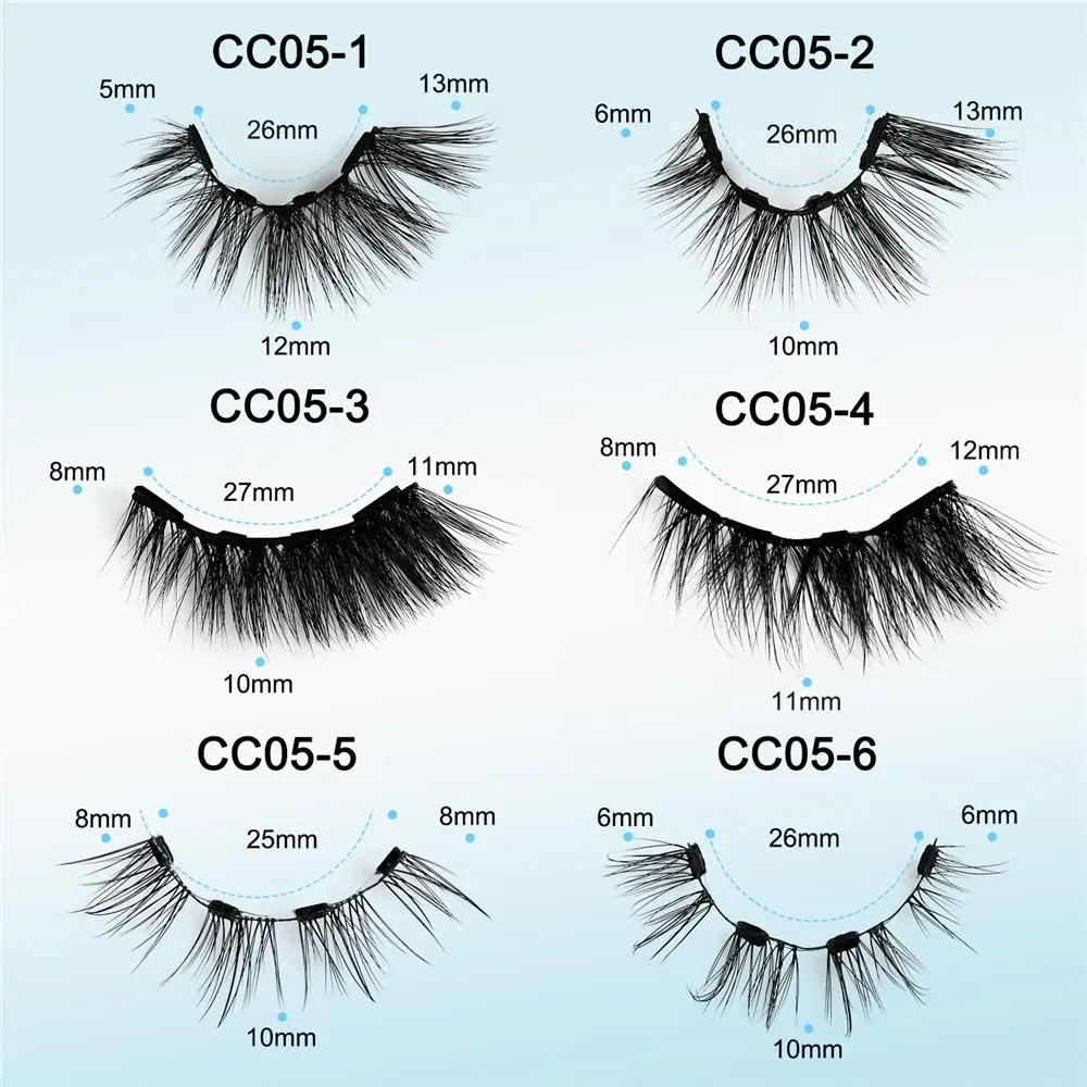 Nie wymaga kleju Miękkie drut magnetyczny Sztuczne rzęsy Naturalny wygląd Zestaw rzęs magnetycznych wielokrotnego użytku Regulowana krzywizja